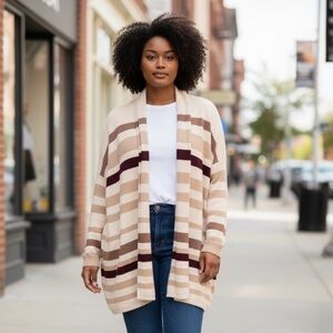 🧥✨ Lane Bryant Plus Size Striped Open-Front Drape Cardigan ✨🧥